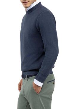 Pullover El Ganso Struktur Garment Dyed blau für Herren