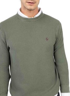 Pullover El Ganso Struktur Garment Dyed Grün für Herren