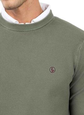 Pullover El Ganso Struktur Garment Dyed Grün für Herren