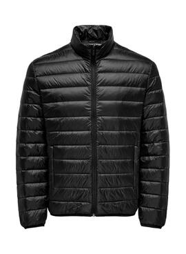 Only and Sons Noa gepolsterte schwarze Jacke für Herren.