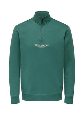Sweatshirt Only and Sons Ceres mit grünem Reißverschluss für Herren