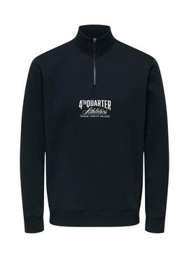 Sweatshirt Only und Sons Ceres Reißverschluss Schwarz für Herren.