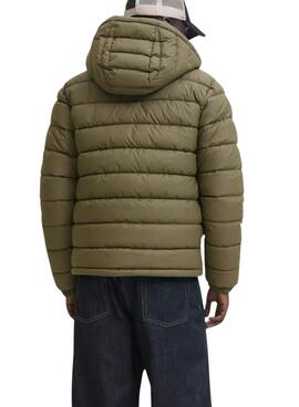 Jack and Jones Grüne gesteppte PU-Jacke für Herren