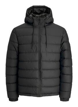 Herren Kunstleder-Steppjacke in Schwarz von Jack and Jones.