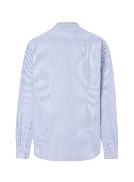 Hemd Silbon Sport Oxford Streifen Blau und Grün für Herren