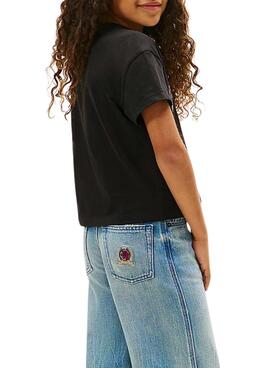 T-Shirt Tommy Hilfiger Varsity Tiermuster Schwarz für Mädchen