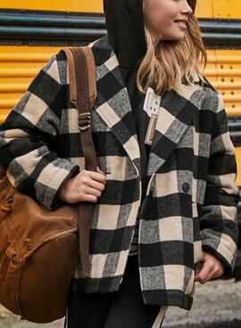 Mayoral Jacquard-Karomantel in Schwarz und Beige für Mädchen