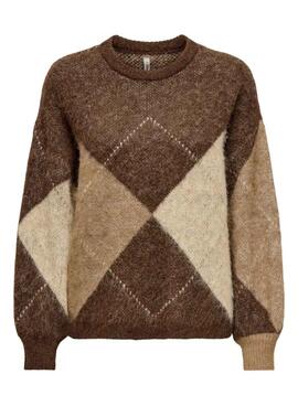 Pullover Only Noeme Jacquard in Toast für Damen.