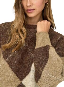 Pullover Only Noeme Jacquard in Toast für Damen.