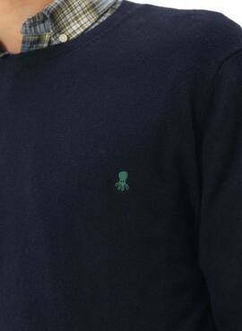 Pullover El Pulpo mit Rundhalsausschnitt in Marineblau für Herren.