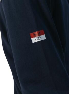 Hoodie El Pulpo mit bestickter Kapuze in Marineblau für Herren.