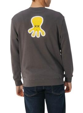 Sweatshirt Der Octopus mit dreifachem Logo-Druck in Grau für Herren