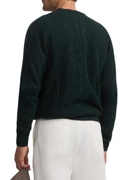 Grüner Zopfmuster-Pullover für Herren.