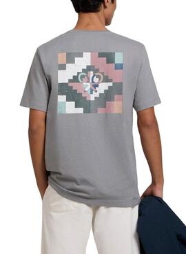 T-shirt Silbon Pixel Ethno Grau für Herren.