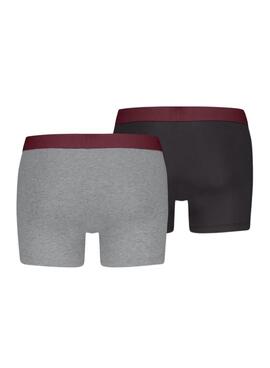 Pack 2 Boxershorts Levis Basic grau und schwarz für Männer.
