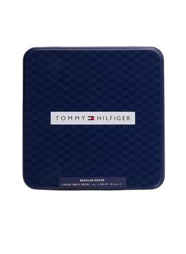 Pack 4 Paar Tommy Hilfiger Giftbox schwarze Socken für Männer.