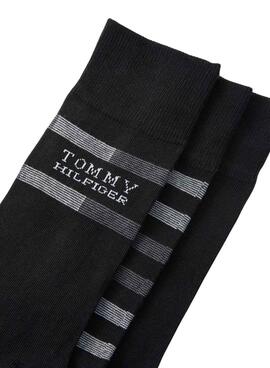 Paar 3 Paare Tommy Hilfiger Giftbox schwarze Socken für Männer.