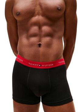 Pack mit 3 Tommy Hilfiger Trunk Signature schwarzen Boxershorts für Herren.