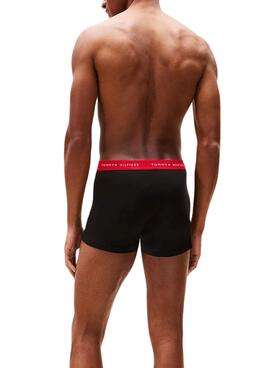 Pack mit 3 Tommy Hilfiger Trunk Signature schwarzen Boxershorts für Herren.