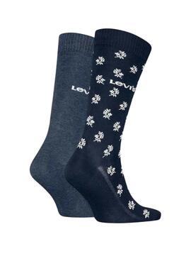 Pack mit 2 Paar Levis Regular Cut Marine-Socken für Herren.