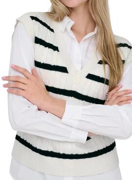 Only Katia gestreiftes weißes Damenweste