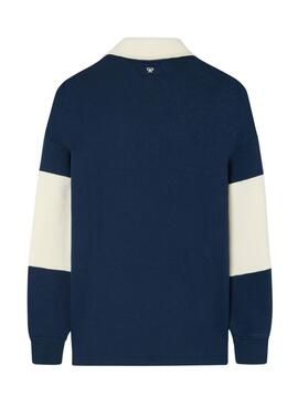 Sudadera Silbon Polo-Kragen relaxed panel blau für Herren