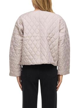 Gepolsterte beige Vitate-Jacke für Damen