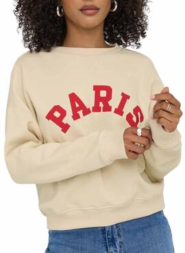Pullover Only Onlsweat Life in Beige für Damen