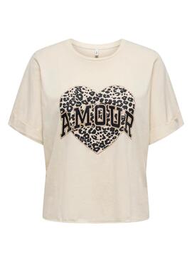 T-shirt Only Lucy in Creme für Damen