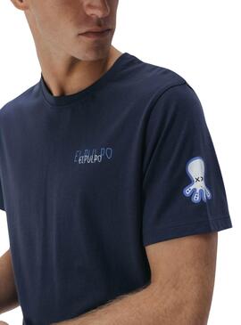 T-Shirt dreifache El Pulpo Logo Blau für Herren 