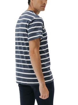 T-Shirt El Pulpo gestreift in marineblau für Männer.