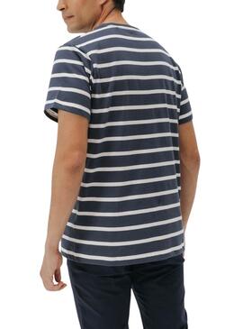 T-Shirt El Pulpo gestreift in marineblau für Männer.
