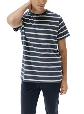 T-Shirt El Pulpo gestreift in marineblau für Männer.