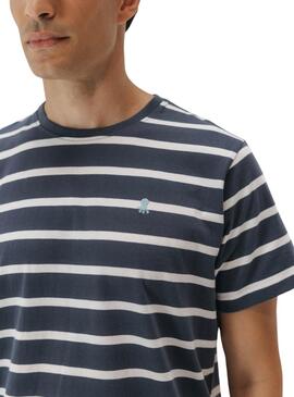 T-Shirt El Pulpo gestreift in marineblau für Männer.