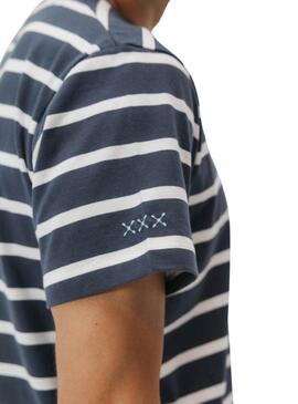 T-Shirt El Pulpo gestreift in marineblau für Männer.