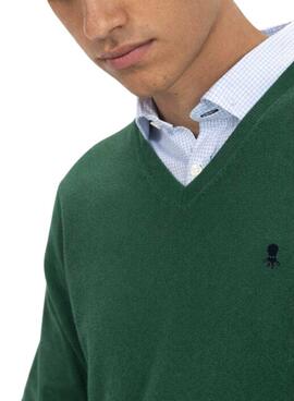 Pullover El Pulpo V-Ausschnitt Flaschengrün gemischt für Herren