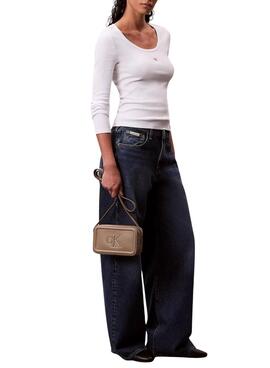 Handtasche Calvin Klein Jeans Bold Camera beige für Damen