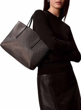 Handtasche Calvin Klein Jeans Emblem Schwarz für Damen