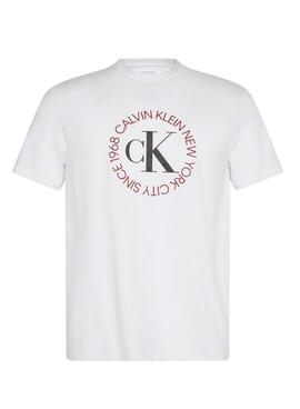 T-Shirt Calvin Klein Jeans Word Circle weiß für Männer