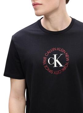 T-Shirt Calvin Klein Jeans Word Circle schwarz für Herren