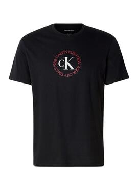 T-Shirt Calvin Klein Jeans Word Circle schwarz für Herren