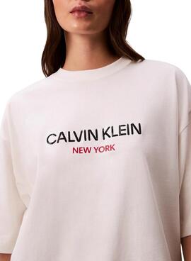 T-Shirt Calvin Klein Jeans Sequin weiß für Damen
