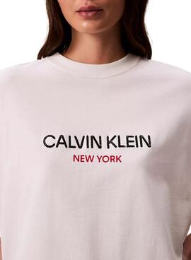 T-Shirt Calvin Klein Jeans Sequin weiß für Damen