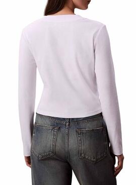 Langarmshirt Calvin Klein Jeans Monologo weiß für Damen.
