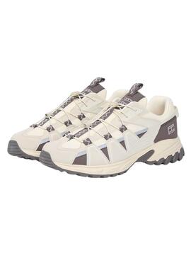 Turnschuhe Tommy Jeans Outdoor Runner beige und grau für Herren