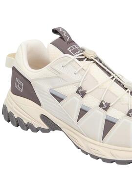 Turnschuhe Tommy Jeans Outdoor Runner beige und grau für Herren
