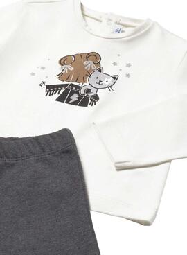 Dreiteiliger Trainingsanzug Mayoral in Grau mit Sternen für Babys.