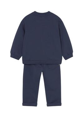 Zweiteiliger Trainingsanzug von Mayoral in Marineblau mit Bärenmotiv für Babys.