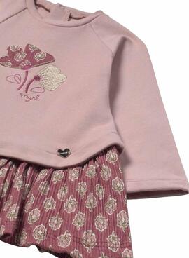 Kleid Mayoral aus rosa Kombinationsplüsch für Babys
