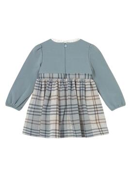 Kleid Mayoral kariertes blaues Kombinationskleid für Babys.
